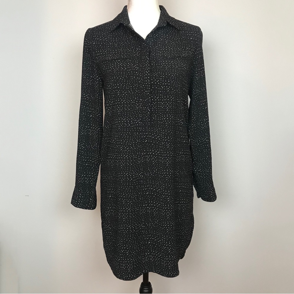 NWT Lila Rose Polka Dot Long Sleeve Shirtdress Size XS